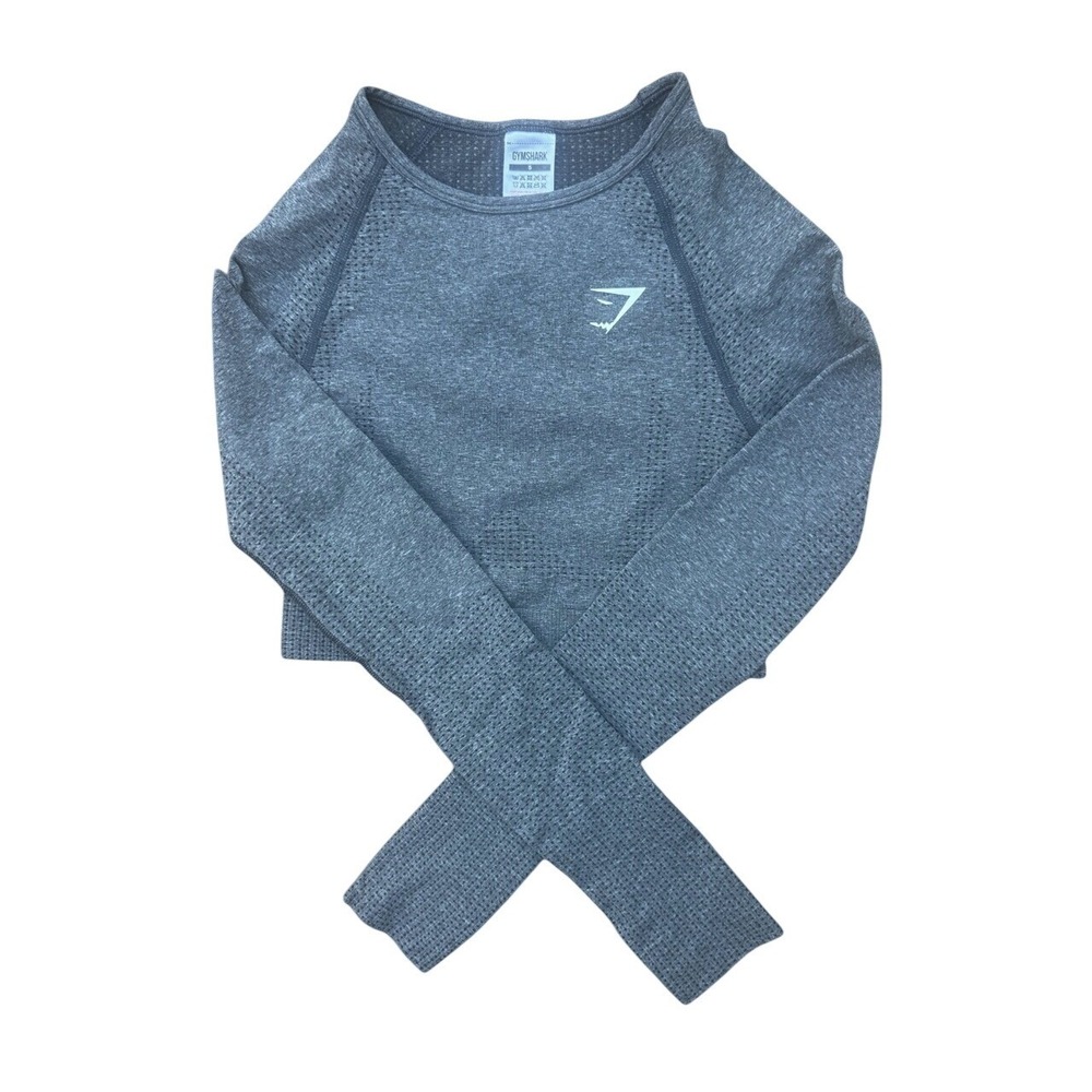Gymshark Vital Seamless Long Sleeve Crop Top Womens Small Grey Marl Excellent